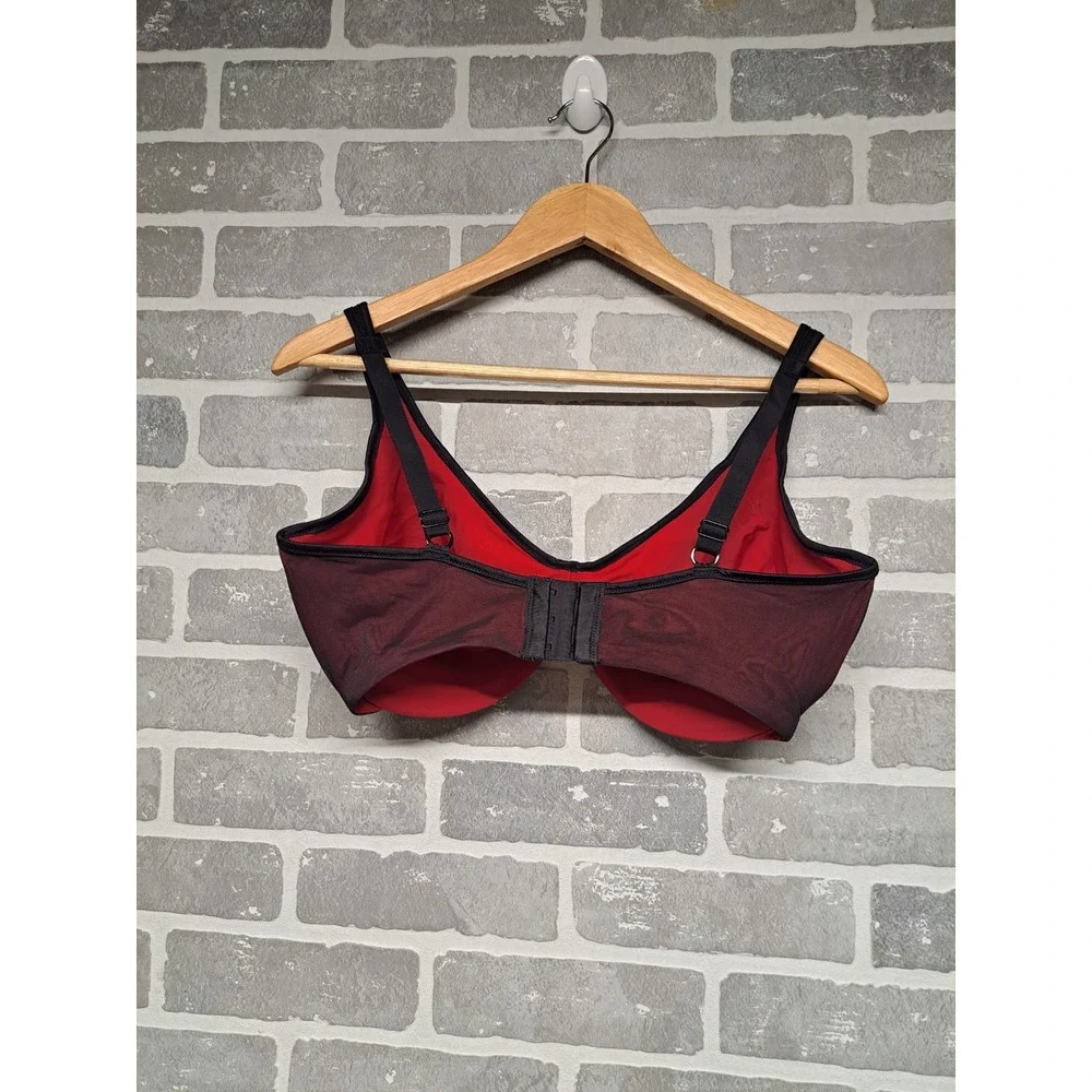 Lilyette Black‎ Red Lace Underwire Bra Women's Intimates Size 38DDD